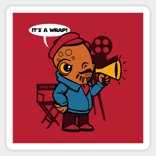 Funny Cute Alien Film Director Cartoon Gift For Sci-fi Lovers Sticker